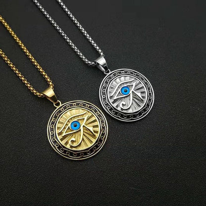 Eye of Horus Gold Blue Eye Medal Pendant
