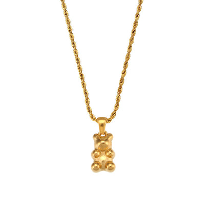 Bear pendant 18K zirconium necklace