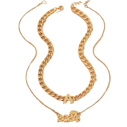 2024 number and letter two necklace set