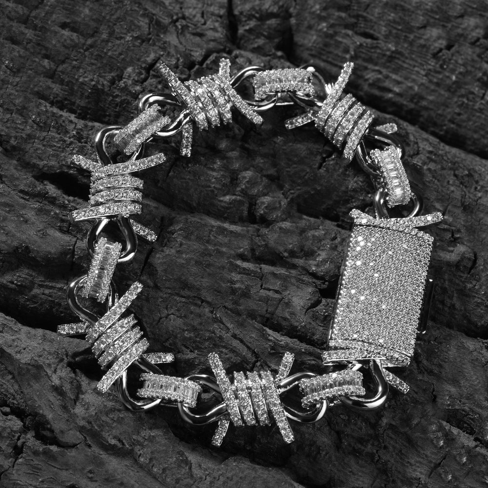 Wire chain diamond thorn necklace bracelet