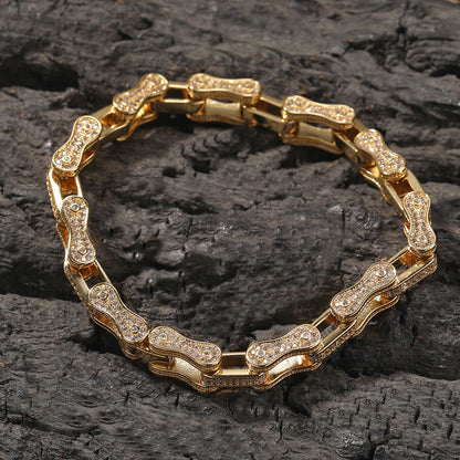 Hip Hop Rhinestone 5mm Bicycle Chain Necklace