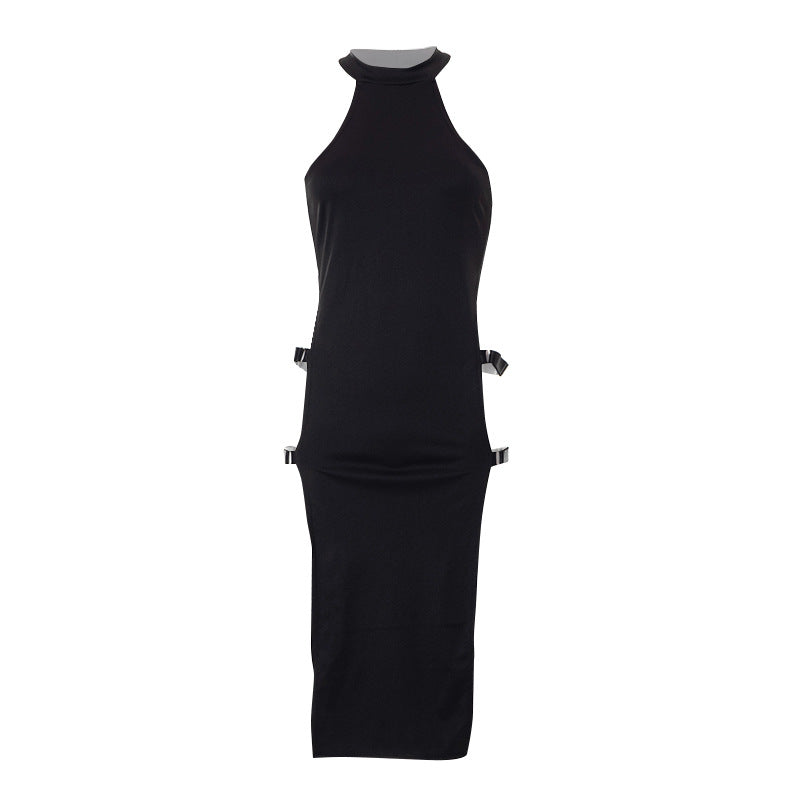 Sleeveless Hollow Side Slit High Waist Women&