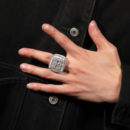 Hip-hop diamond-encrusted zircon DIY letter square ring