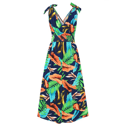 Hawaiian Beach Dress Summer Print Long Skirt Women&