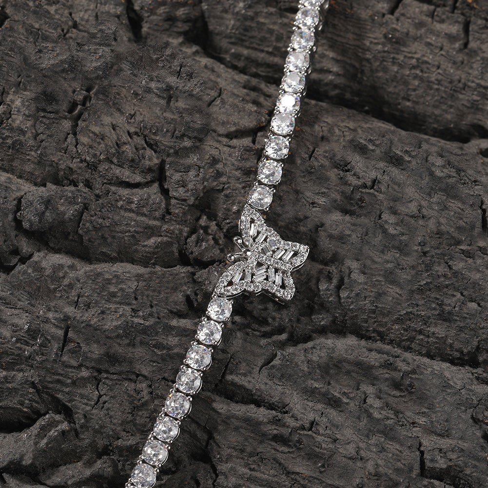 diamond tennis necklace butterfly chain