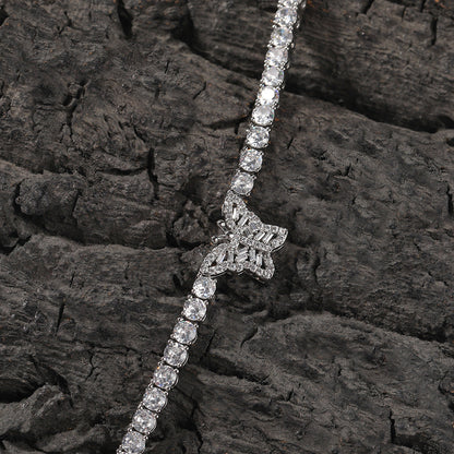 diamond tennis necklace butterfly chain