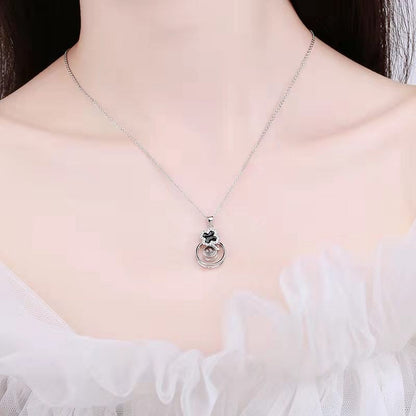 S925 Silver Epoxy Necklace Female Projection Pendant