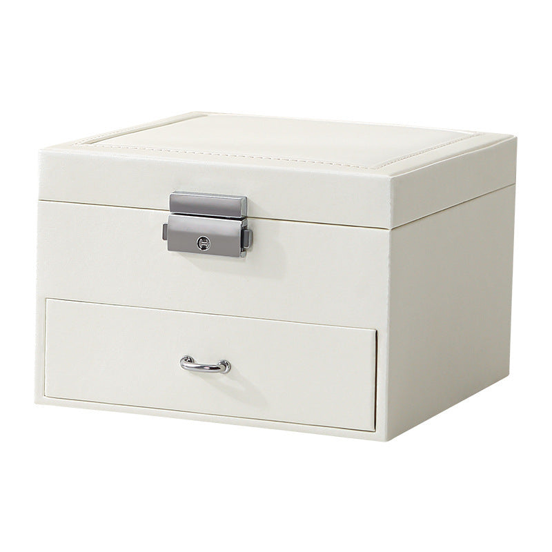 PU leather simple lock drawer table jewelry armoire