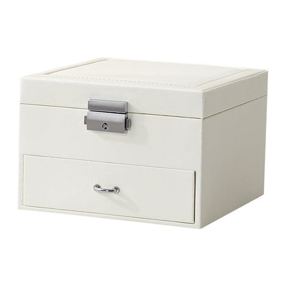 PU leather simple lock drawer table jewelry armoire