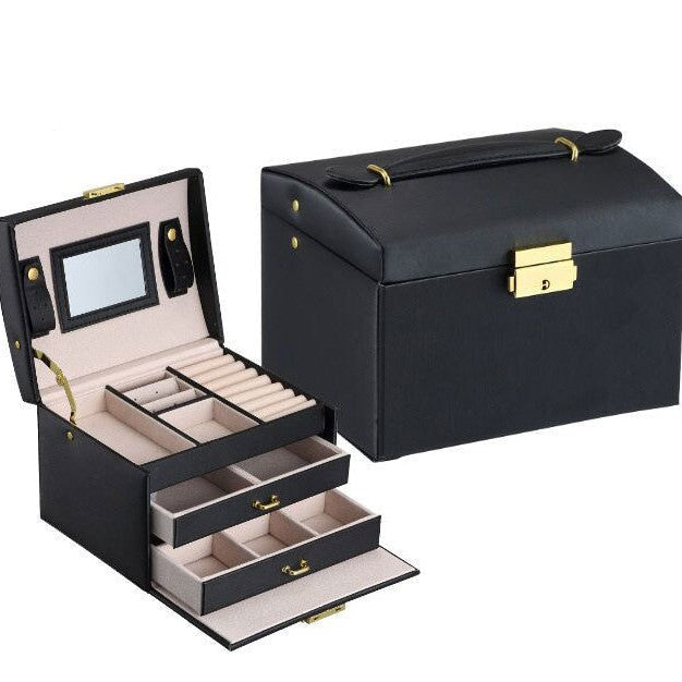 PU leather dustproof large capacity drawer jewelry box