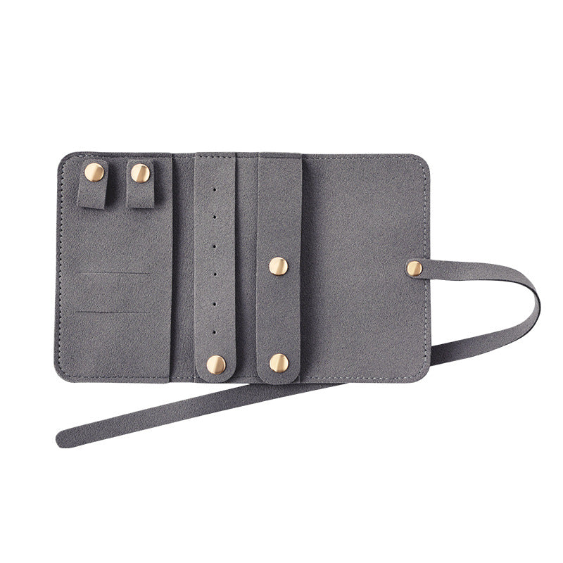 Portable multifunctional leather jewelry clutch bag