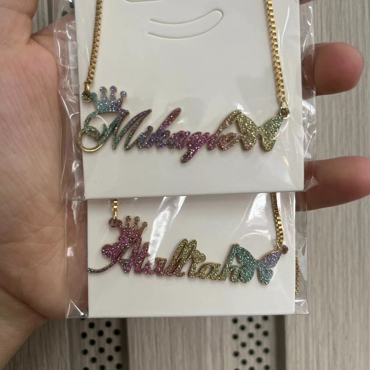 Custom Color Sticker Name Necklace Pendant