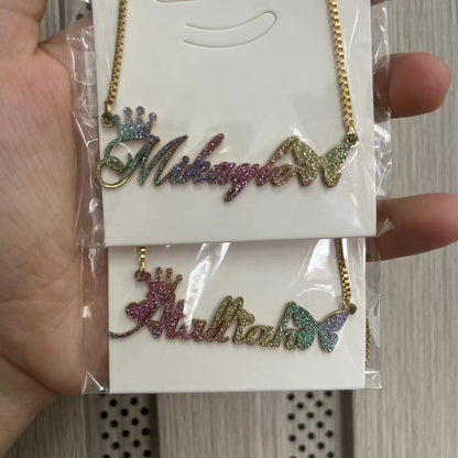 Custom Color Sticker Name Necklace Pendant