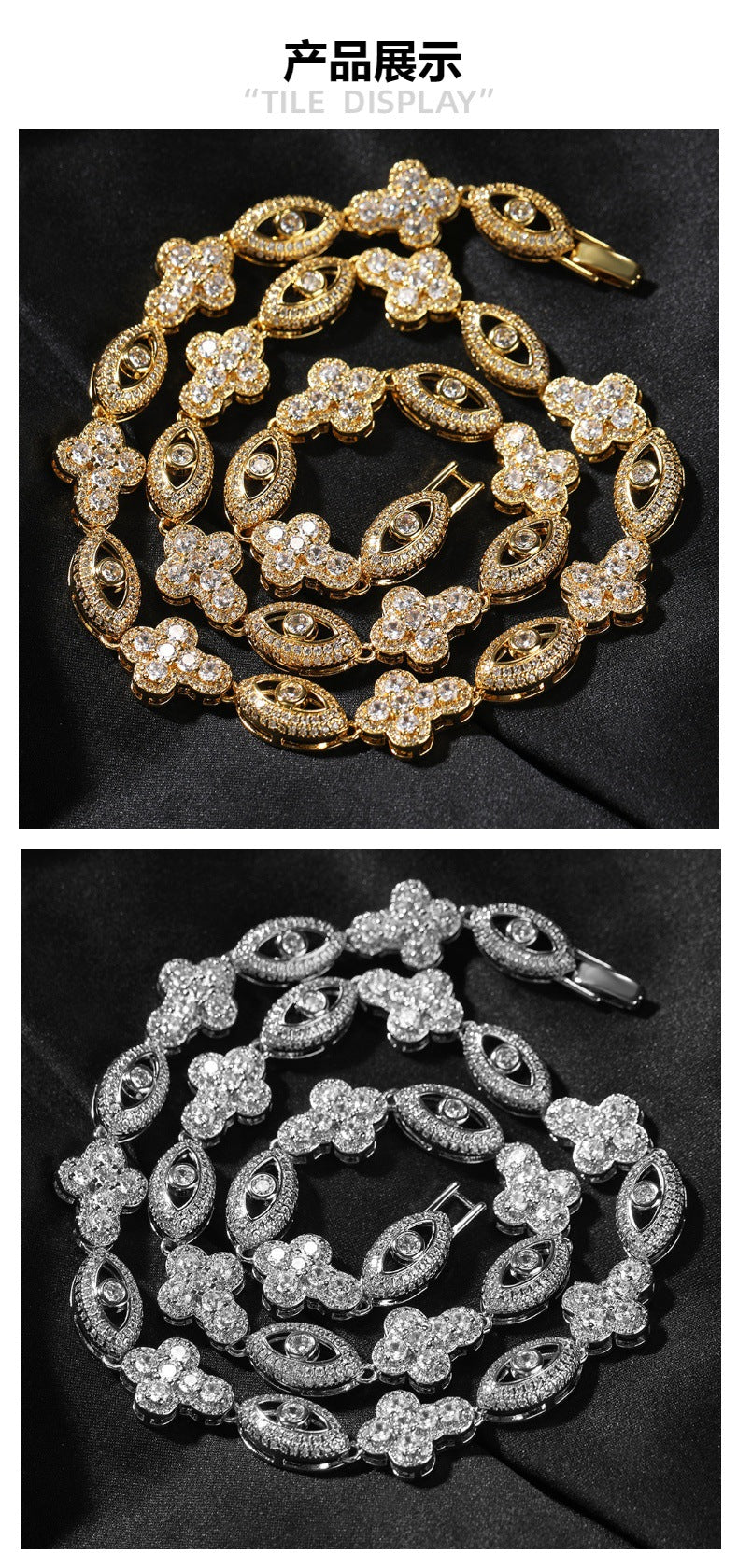 Diamond eye cross high-end feeling necklace
