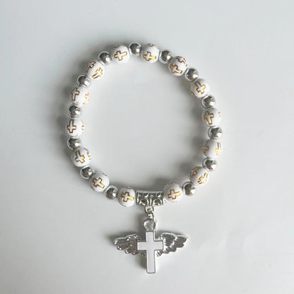 rosary bracelet acrylic cross angel hand jewelry