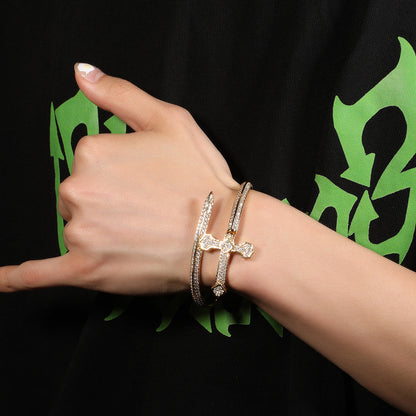 Hip-hop full-diamond justice sword bracelet inlaid with zircon
