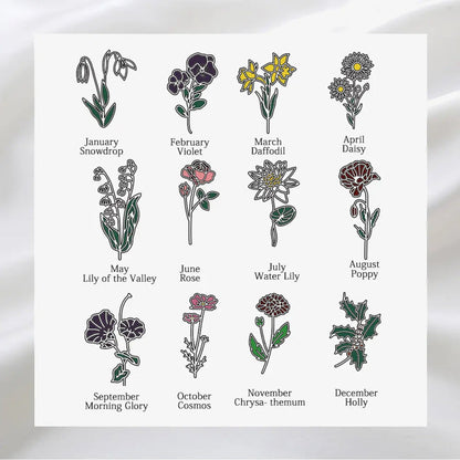 customized birthday flower name Color dripping oil bookmark