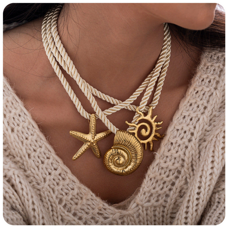 starfish necklace conch sun thick rope necklace