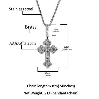 Hip-hop large diamond-encrusted cloud cross pendant
