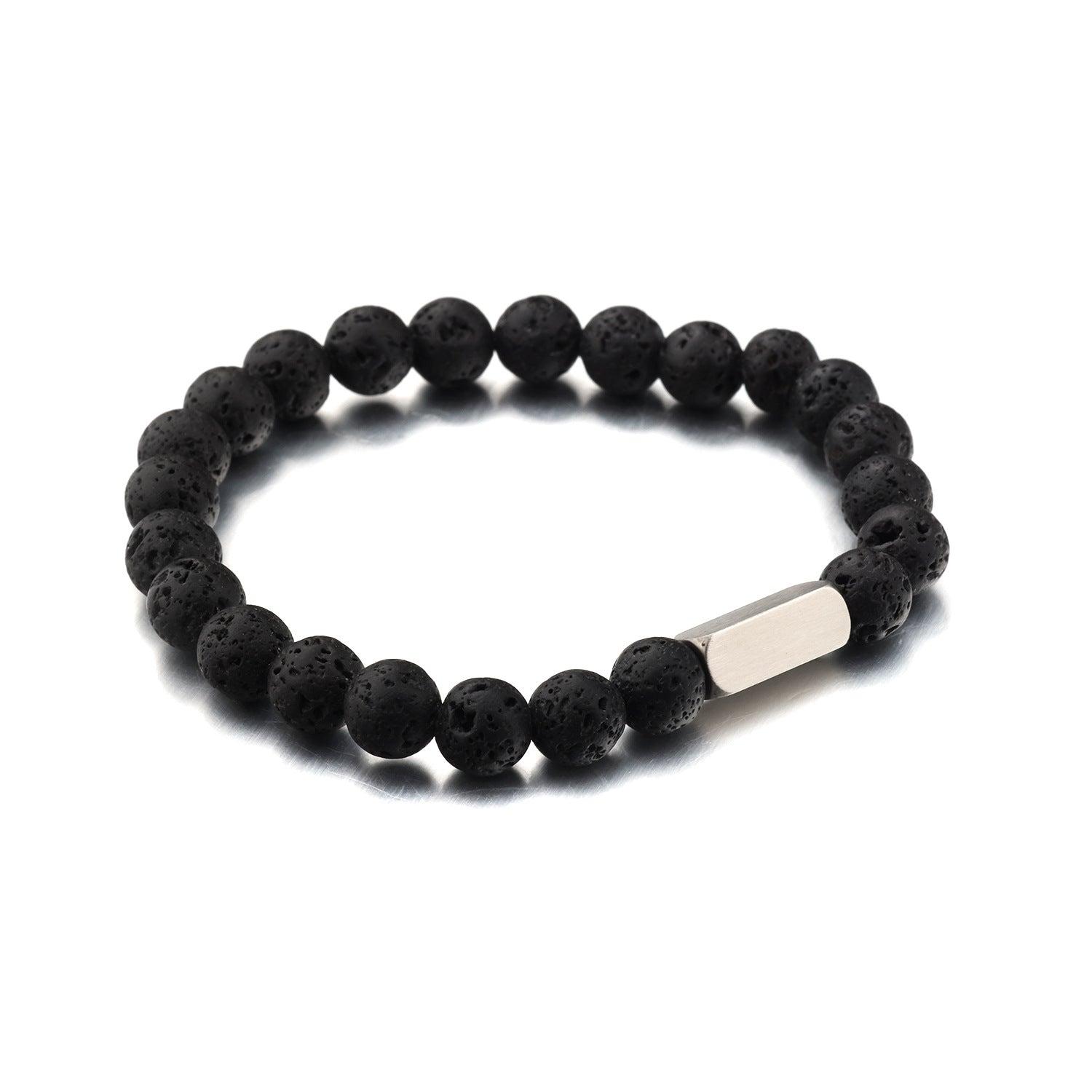 Stainless steel engraved beaded bracelet