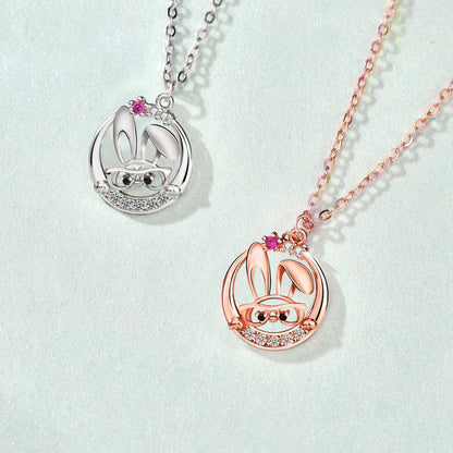 Cute Rabbit Inlaid Zircon Necklace Sterling Silver 925 Personality Clavicle Chain