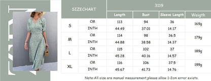 Woman Short Sleeve V Neck Chiffon Wrap Dresses Polka Dot Streetwear Elegant Midi Dress