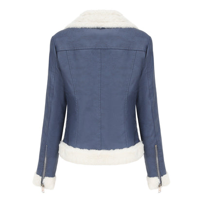 Autumn and winter fleece leather women&