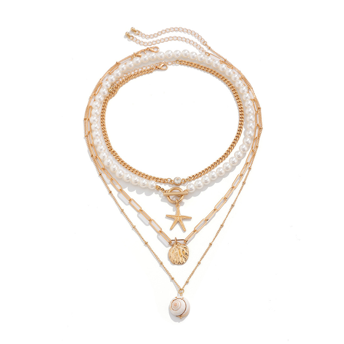 starfish necklace shell conch tassel multi-layer necklace