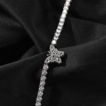 diamond tennis necklace butterfly chain