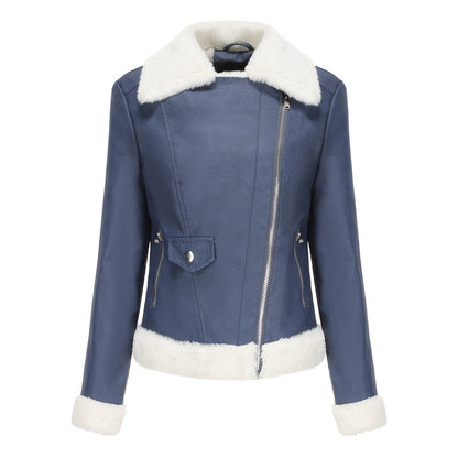 Autumn and winter fleece leather women&
