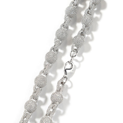 10mm Micropaved 5A Zirconia Ball Chain Necklace
