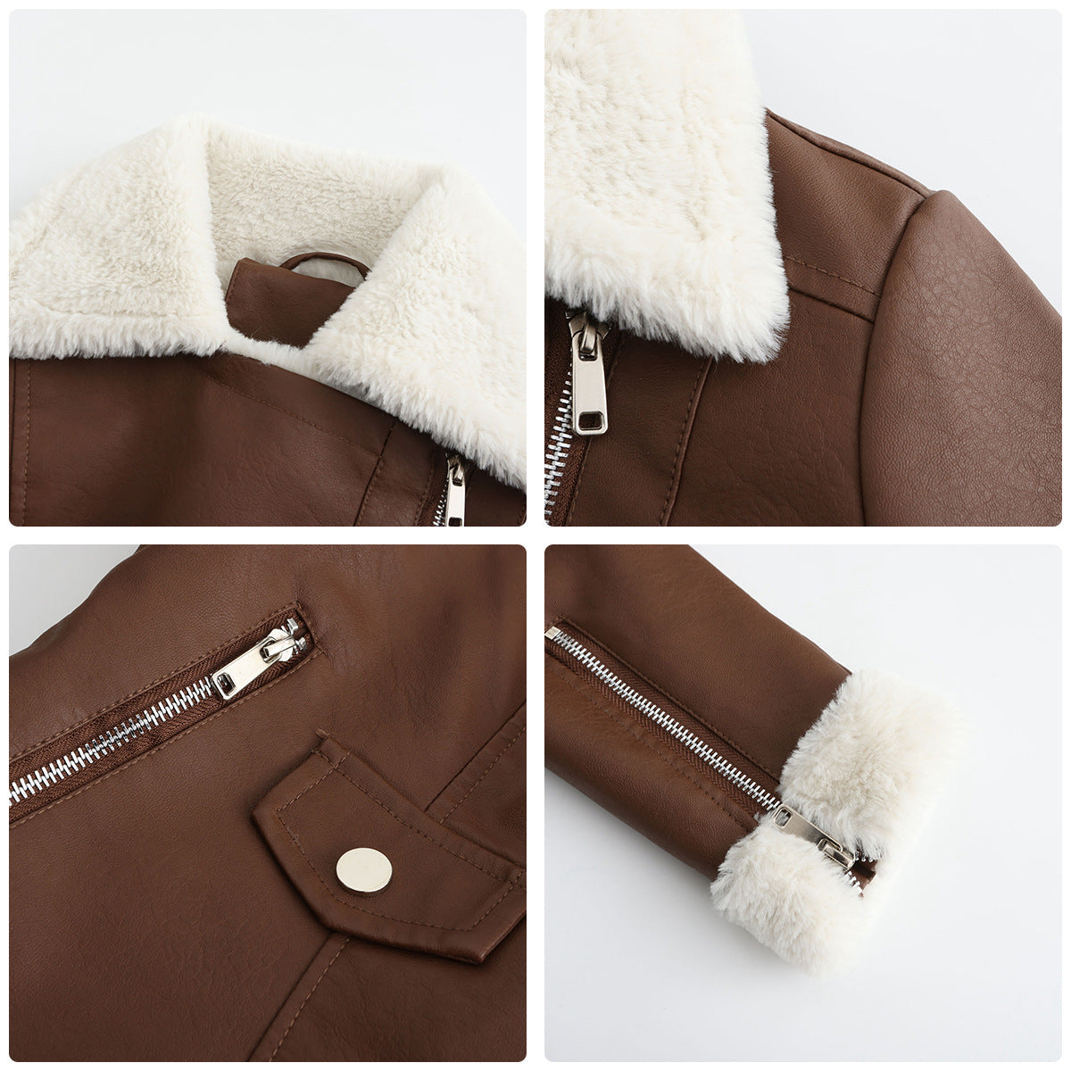 Autumn and winter fleece leather women&