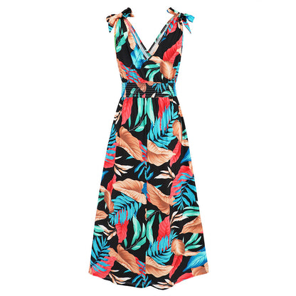 Hawaiian Beach Dress Summer Print Long Skirt Women&