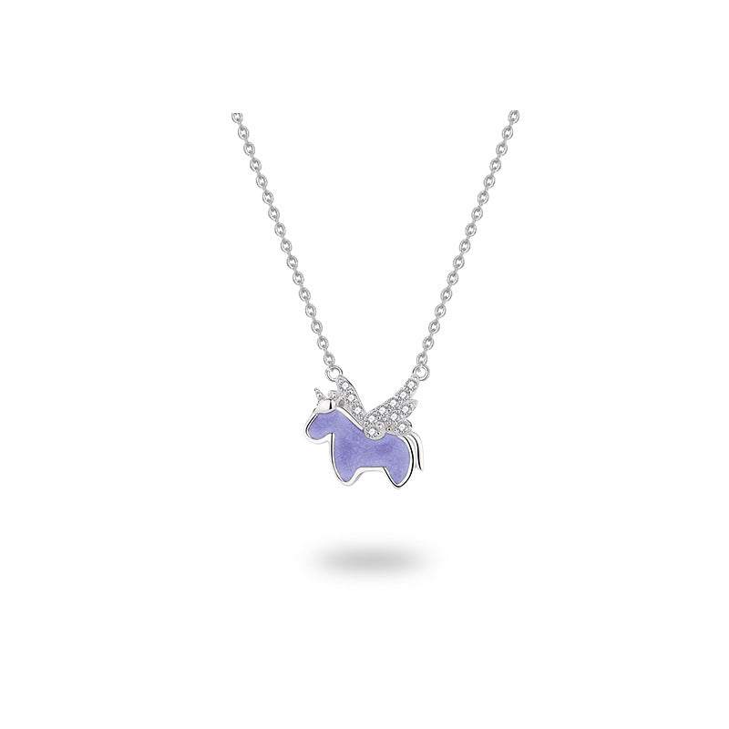 Cartoon Unicorn Necklace Women&