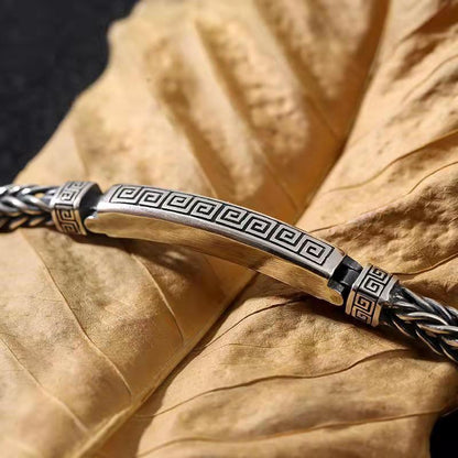 Square Spiral Pattern Silver Personalized bracelet