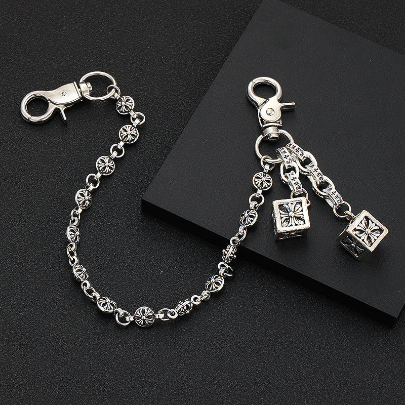 Retro cross flower ball bag chain