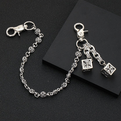Retro cross flower ball bag chain
