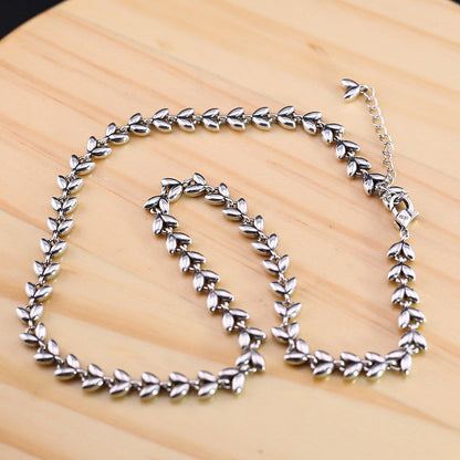 Simple wheat ear heart necklace