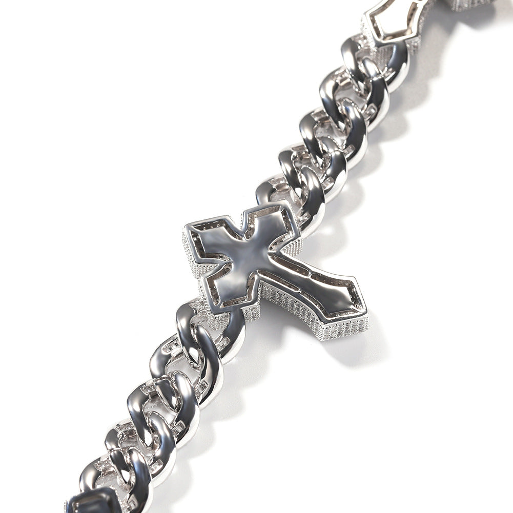 mens gold cross cuban link chain necklace