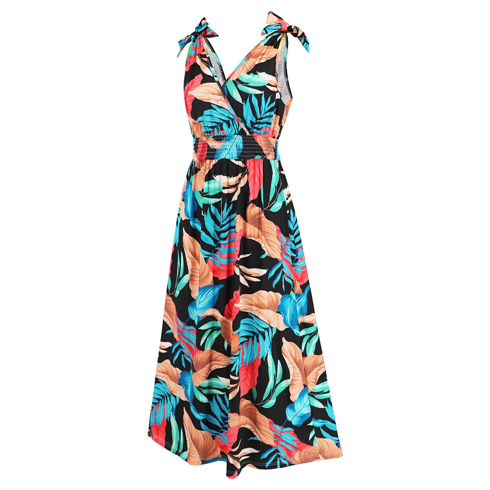 Hawaiian Beach Dress Summer Print Long Skirt Women&