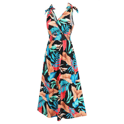 Hawaiian Beach Dress Summer Print Long Skirt Women&
