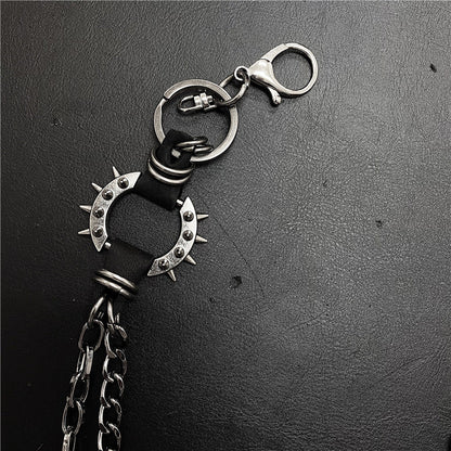 Exaggerated spiked retro trendy brand single loop pants chain