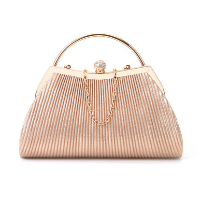 folded metal diamond-studded handbag wedding clutch bag