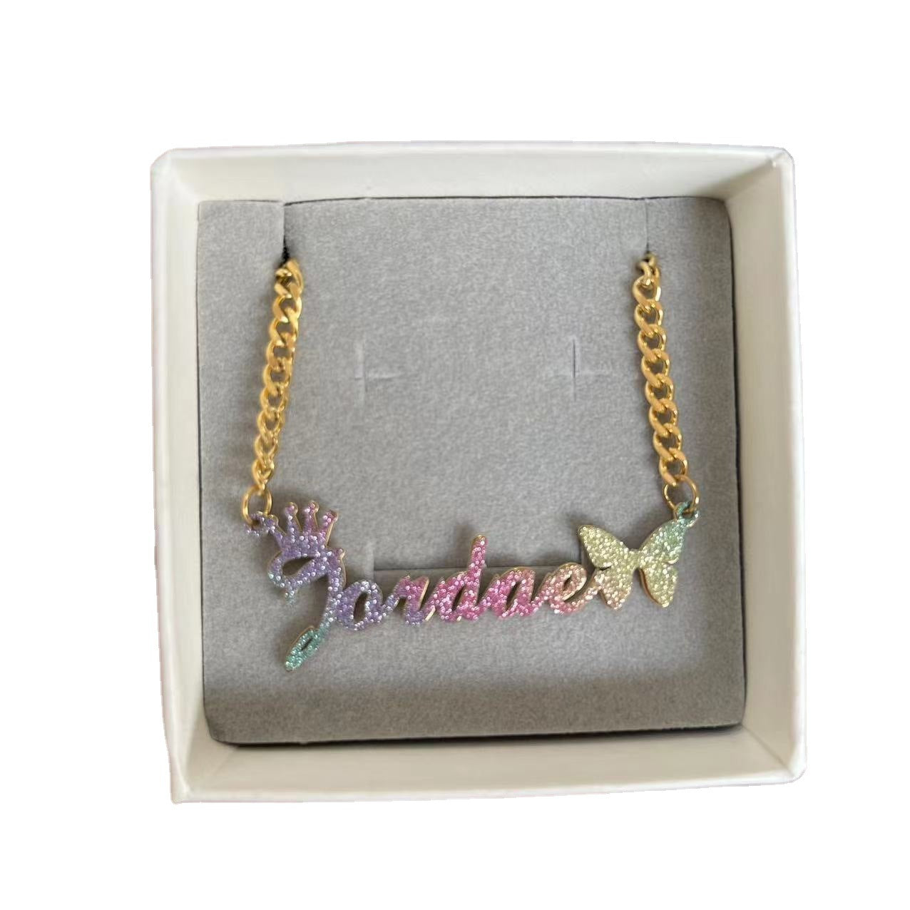 Custom Color Sticker Name Necklace Pendant