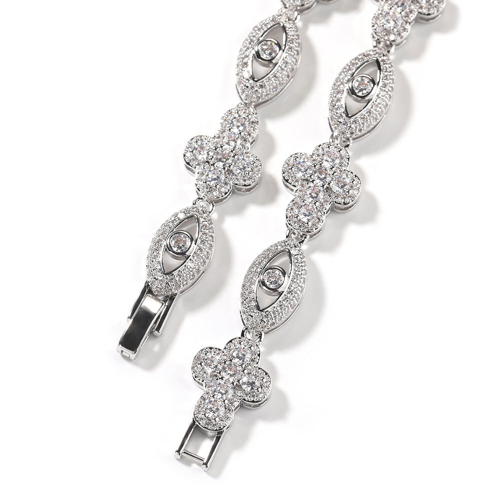 mens gold chain Diamond eye cross necklace