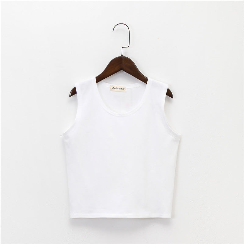 Bottoming sleeveless suspender sports midriff-baring vest