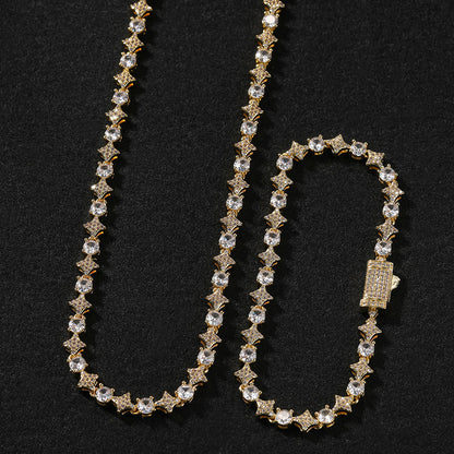 Star zircon tennis chain necklace