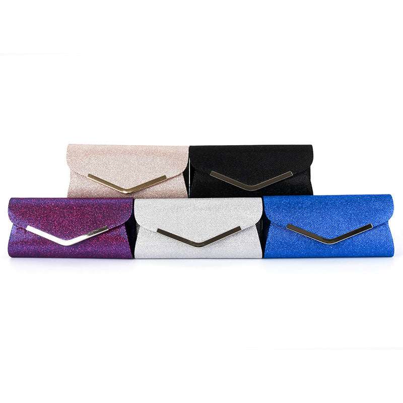 V-shaped metal strip flashing fashion evening bag