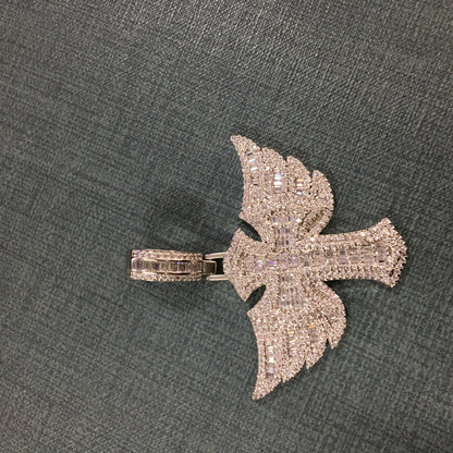 Angel Wings Cross Diamond Pendant