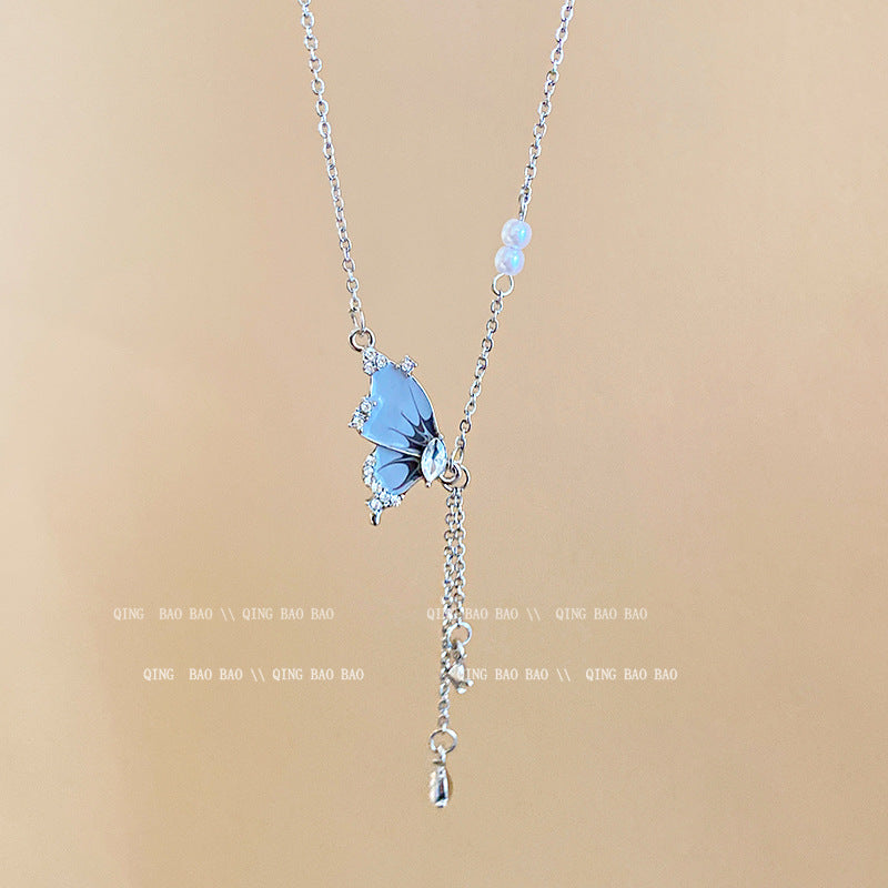 Titanium steel pearl clavicle necklace